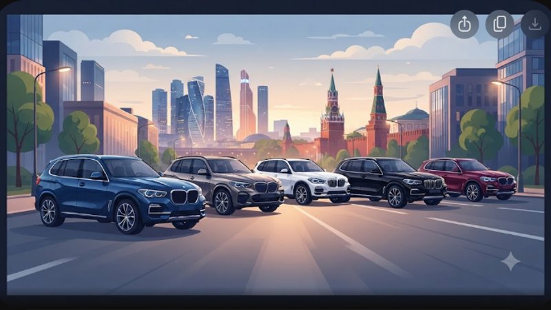 Современные премиальные внедорожники на фоне городского пейзажа Москвы для выбора ликвидного автомобиля в Интеза Авто